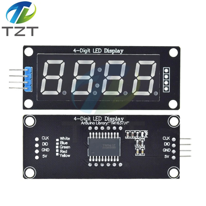 TM1637 LED Display Module for Arduino 4 Digit Tube 7 Segment 0.56 inch Time Clock Indicator Module Red Blue Green Yellow White