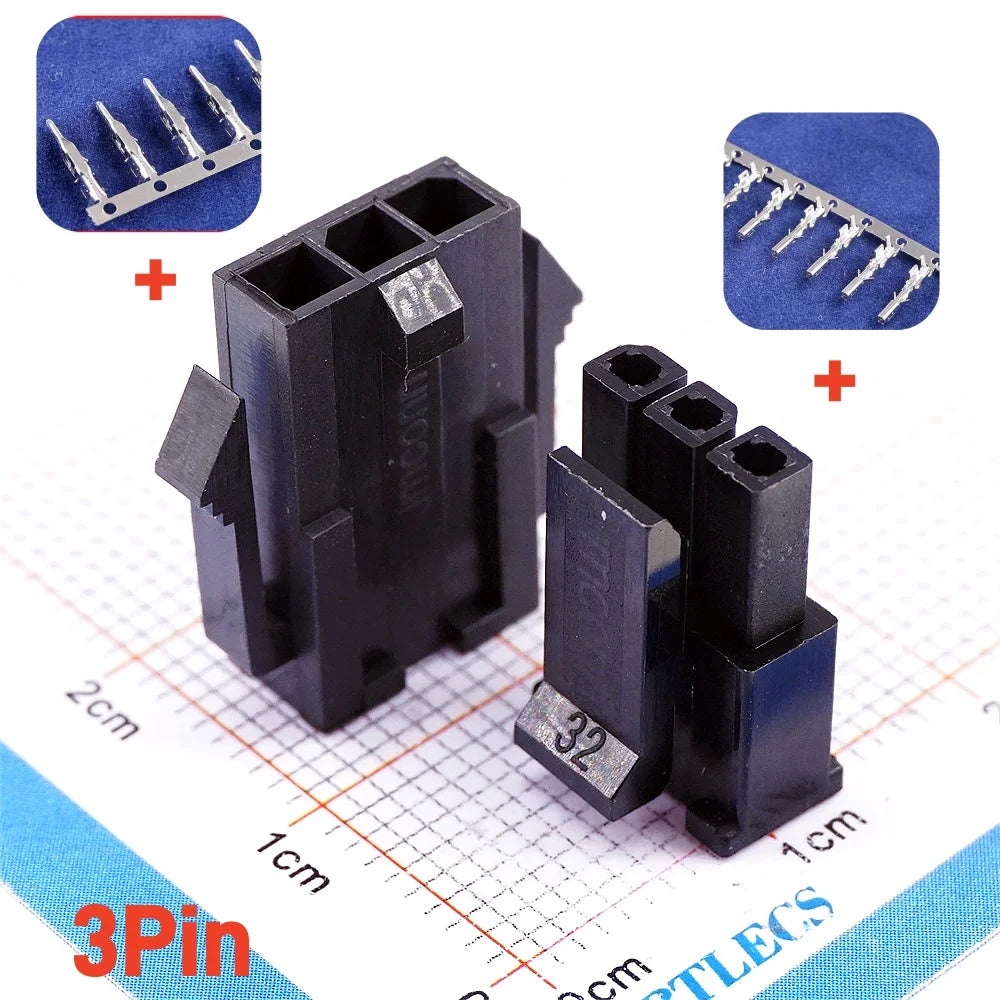 10Sets Micro-Fit 3.0 MM Receptacle Housing + Plug Shell Panel Mount Ear + Male Female Crimp Terminal 2 3 4 5 6 7 8 9 10 Circuits