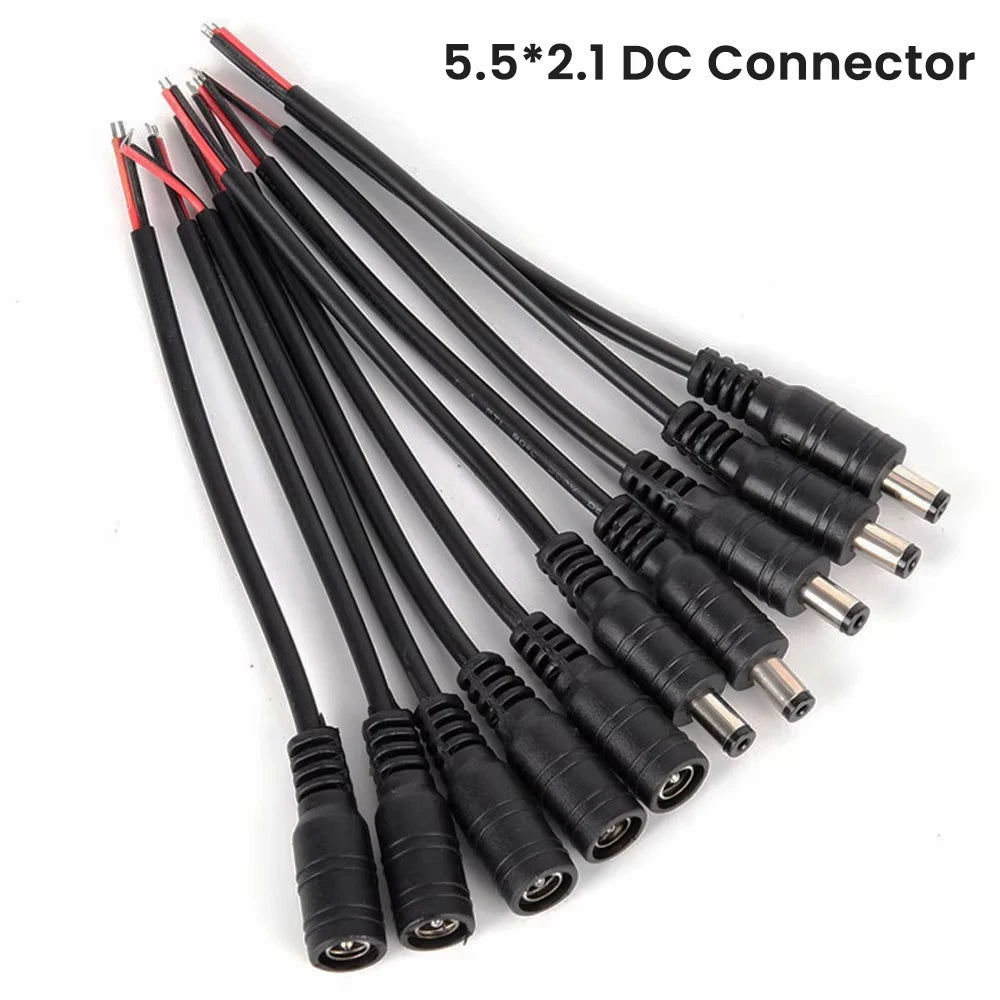 22AWG DC Connector 5.5x2.1mm Male/Female Power Cable Jack 15cm 5-12V Power Adapter Extension Wire For LED Strip Light CCTV