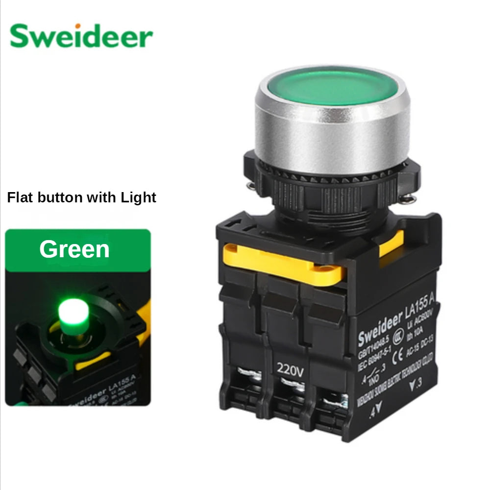 Push Button on Off Switch with LED 22mm Momentary Reset Self Locking Waterproof  Power Switch with Light 12V 24V 220V 10A 1NO2NC
