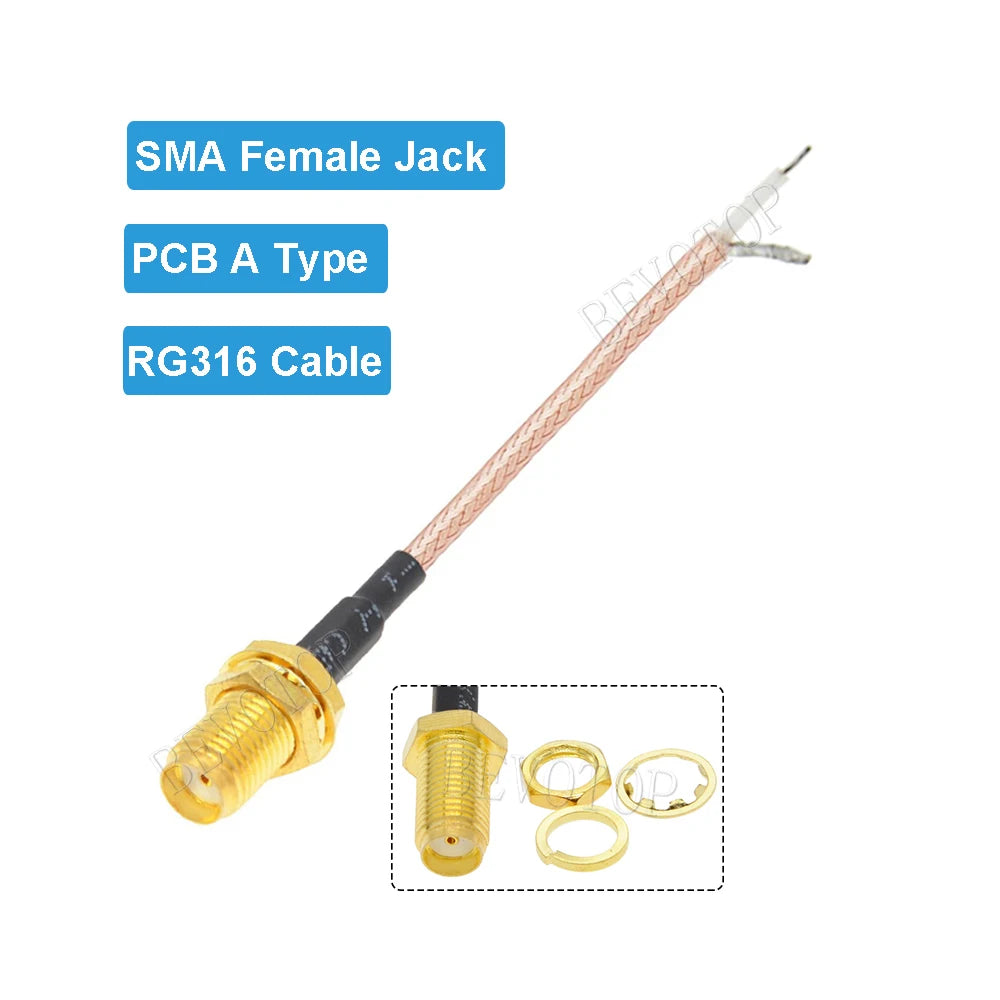10PCS Single End SMA Female to PCB Soldering Pigtail RG316 Cable WIFI Wireless Router GPS GPRS Low Loss Jackplug Wire Connector