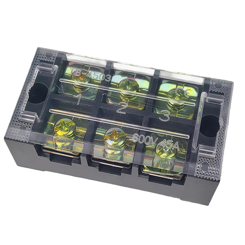 1Pcs TB4503 45A 600V Dual Row Barrier Screw Terminal Block Strip Wire Connector Insulated DIY Electrical Fix Fence High Quality