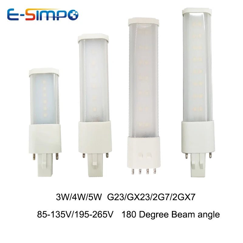1pc 3W 4W 5W G23 GX23 2G7 LED Bulb Horizontal Side Plug Ceil CFL PL-S 7W-13W Replacement 3000/4000K/6000K Plug Saving Light Lamp