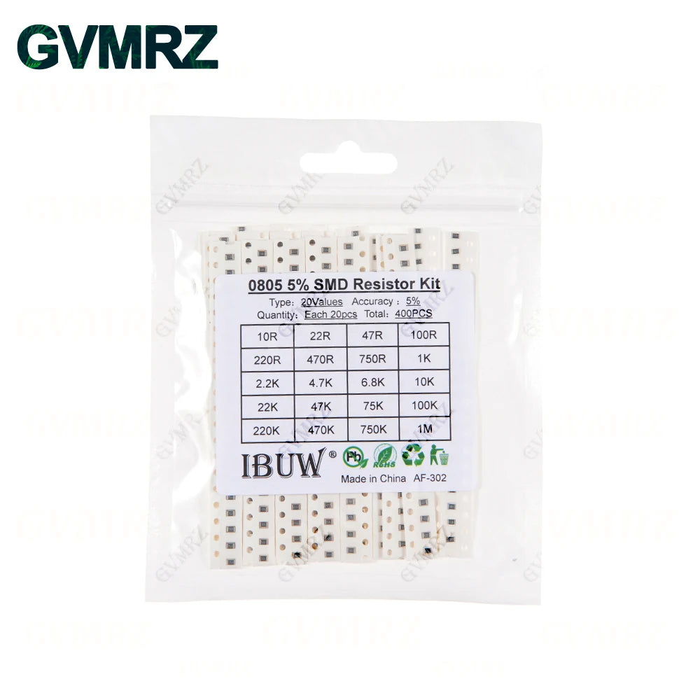 0201 0402 0603 0805 1206 1% 5% SMD Resistor Assorted Kit 1R-1M 10K 100K 1K 100R Resistance Set DIY