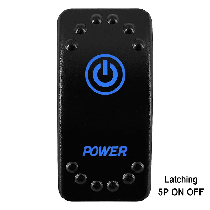 Waterproof Rocker Switch with Blue LED | 12V/24V Latching & Momentary (SPST/ DPDT) | for Marine, UTV, ATV, RZR, Automotive