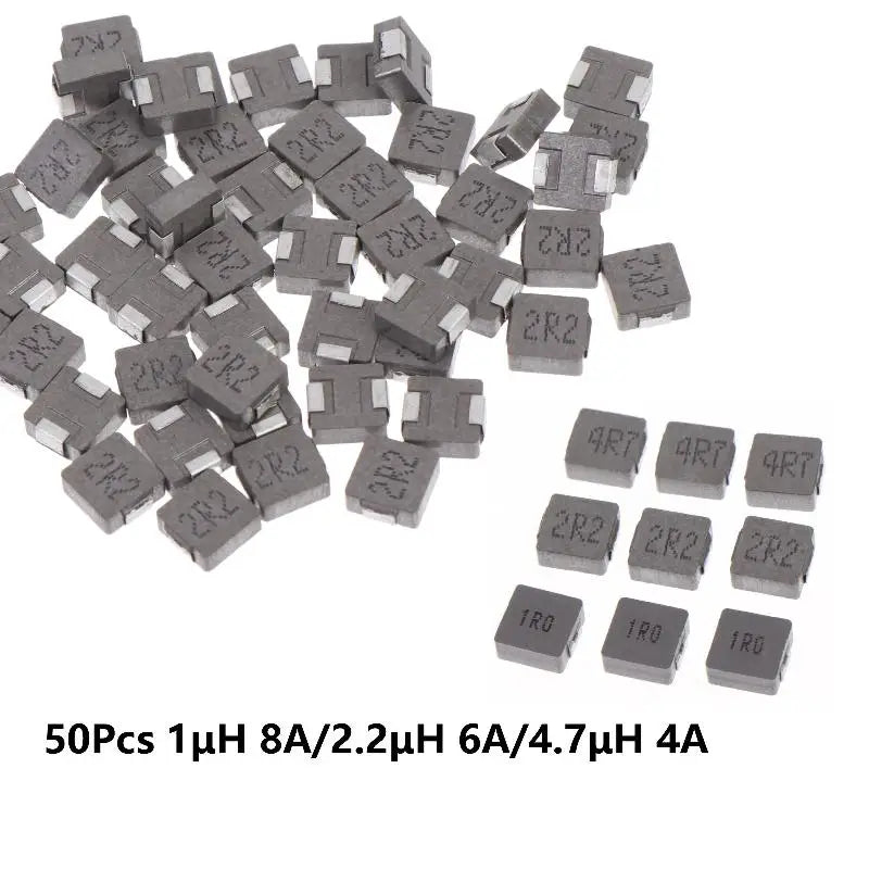 50Pcs 1uH 2.2uH 4.7uH Integrated Mold SMD Inductor High Current Inductors For PCB Circuit Electronic Power Supply Repair