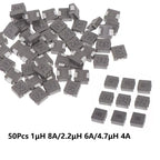 50Pcs 1uH 2.2uH 4.7uH Integrated Mold SMD Inductor High Current Inductors For PCB Circuit Electronic Power Supply Repair