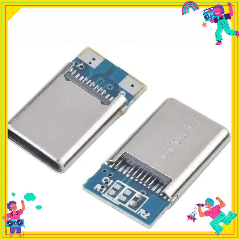 5PCS USB 3.1 Type-C Connector 24 Pins Male / Female Socket Receptacle Adapter To Solder Wire & Cable 24 Pins Support PCB Board