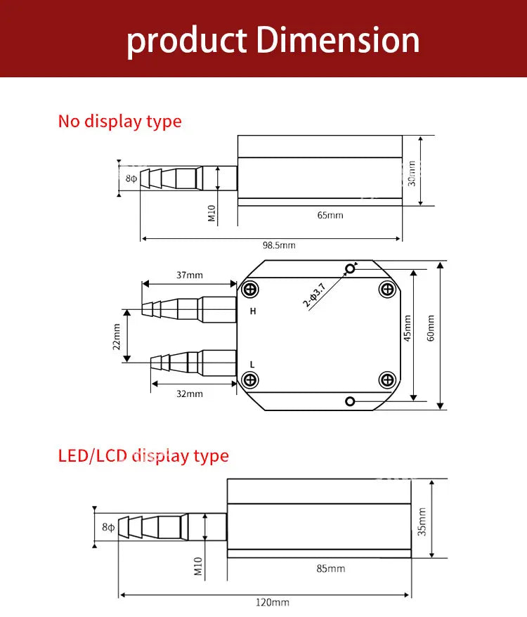 Digital Differential Pressure Transmitter 4-20mA 0-10V 0-5V RS485 Wind Air Pressure Sensor 0-50pa 0-100pa 0-200pa 0-2Kpa