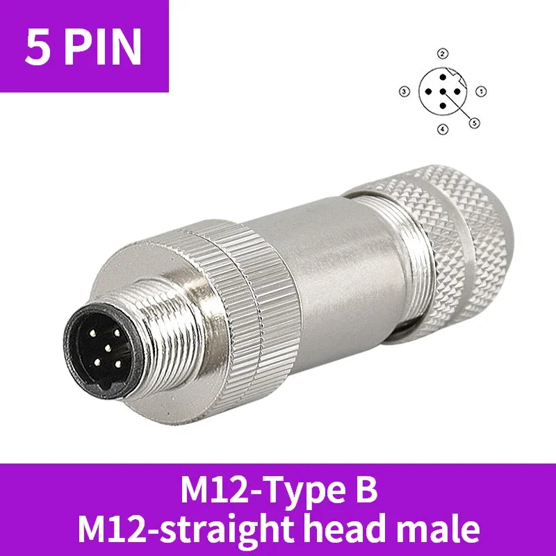 5/10/20 Pcs M12 4/5/6/8/12/17 Pin Shielded Sensor Connector Male Female Metal Assembly Aviation Plug