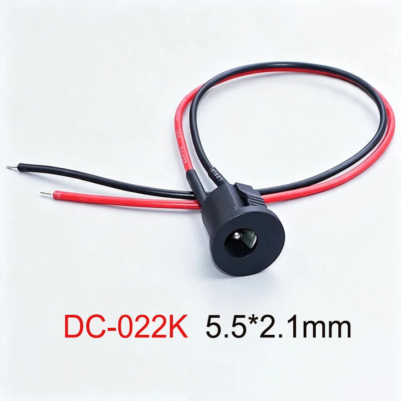 5.5*2.5/5.5*2.1mm Electric Lithium Battery Bicycle Connection Charging Port DC Power Supply Female Head With Cable Wired Socket