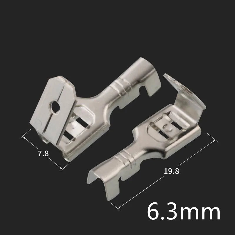 20Sets 6.3mm / 4.8mm Against Crimp Terminal Splice Male Female 2 in 1 Spade Connector Terminal With Case for 0.3-2.5mm2 Cable