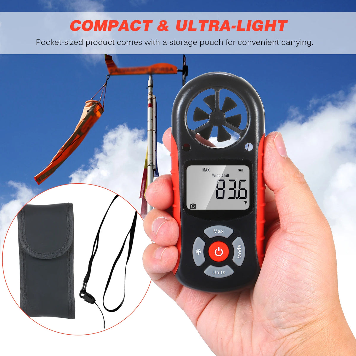 TL-303 Digital Anemometer Wind Speed Wind Chill Temperature Humidity Heat Index Dew Point Barometric Pressure Altitude Meter