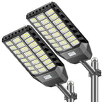 Solar Street Light Outdoor Motion Sensor Dusk to Dawn LED Security Flood Light Remote Control IP66 Waterproof for Parking Lot Garage Yard