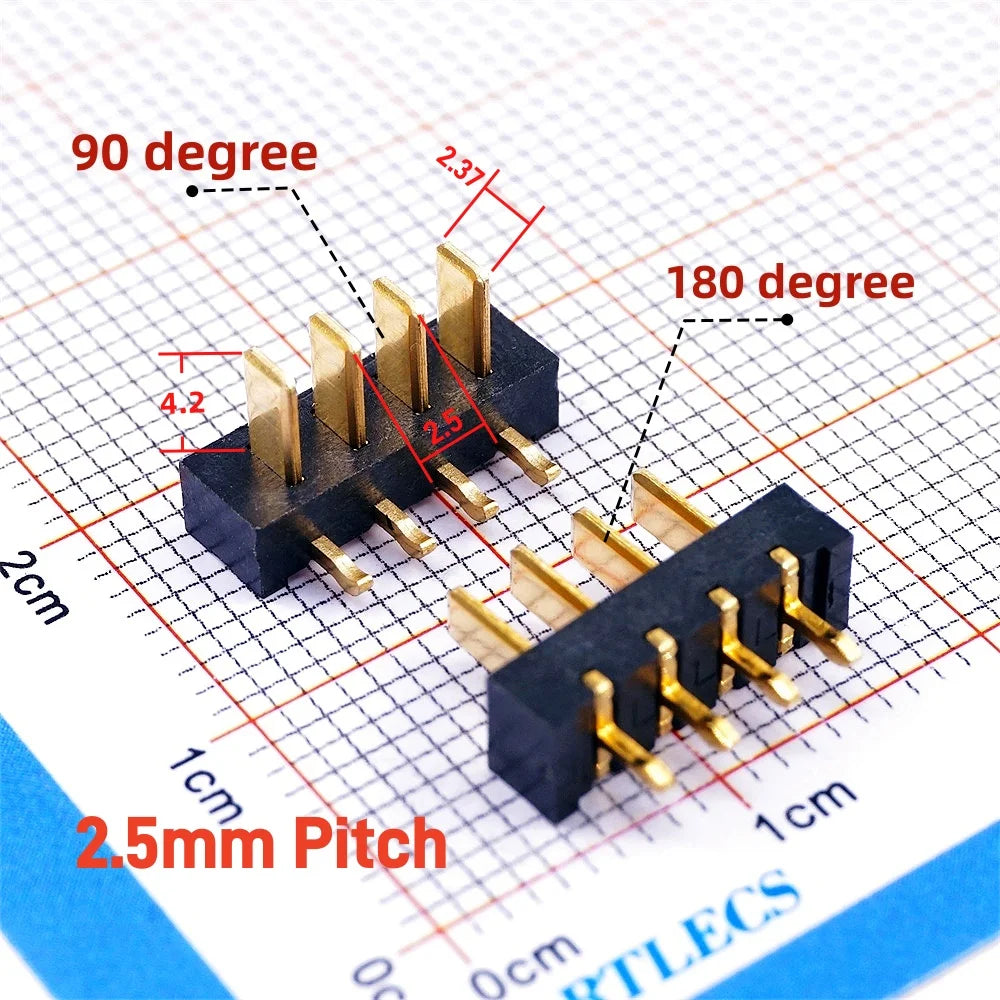 20Pcs Blade Male Battery Connector 2.5 MM Pitch 2 3 4 5 6 7 8 9 10 11 Position Right Angle Through Holes Straight PCB Header