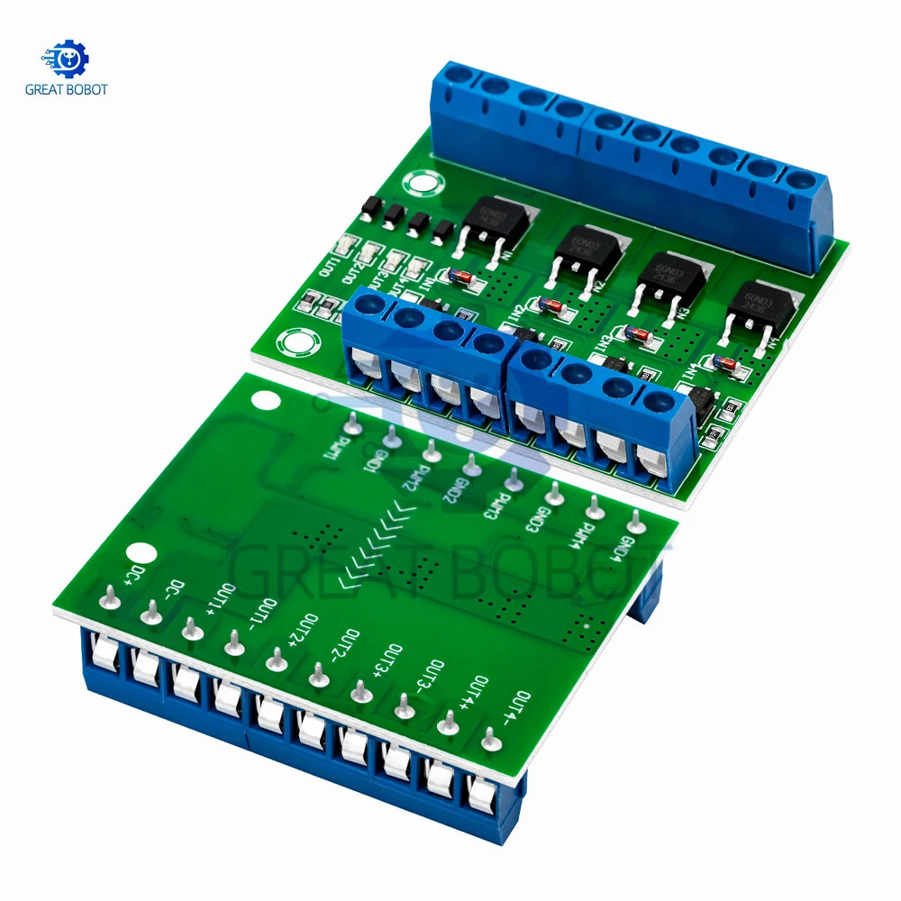 MOSFET 4-Channel Pulse-Triggered Switch Controller Board with PWM and Optocoupler Isolation for Motor and LED Lighting DC5V-20V