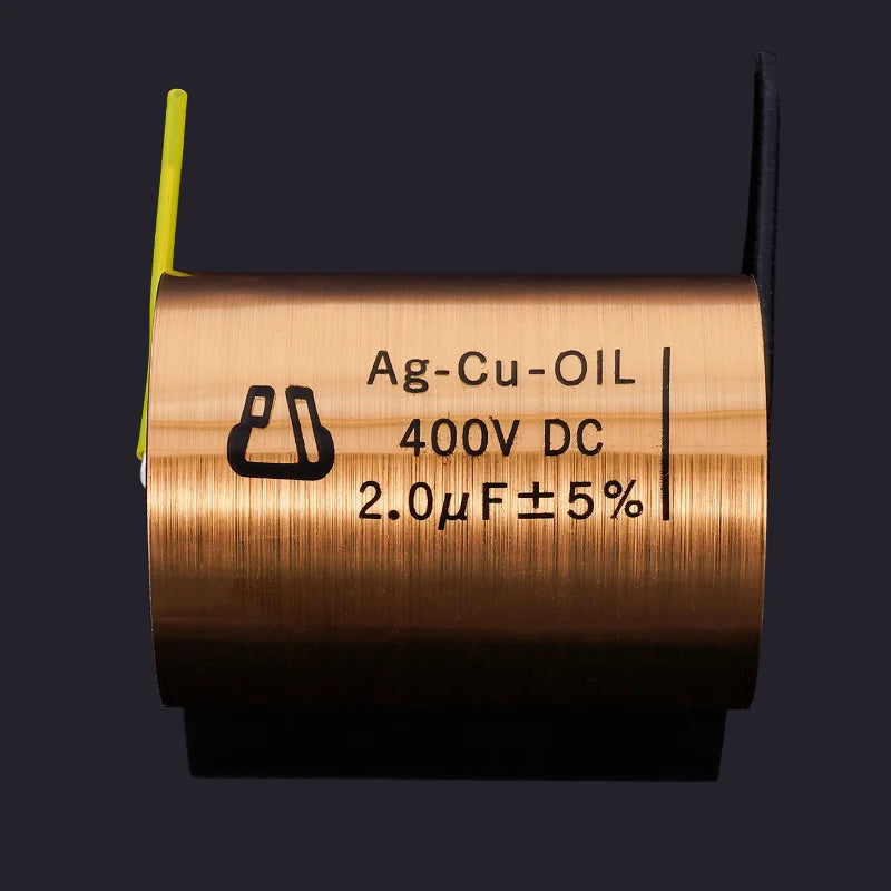 1pcs Copper foil Oil-Impregnated Silver Pin Polar Capacitor HIFI Audio DIY Grinding Mill Frequency Division Coupling MKP