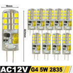 10Pcs G4 LED Bulb 12W 9W 5W 3W 2W AC DC12V SMD 2835 3014 SMD LED Light Mini Silicone Lamp Warm White White 360 Degree Angle