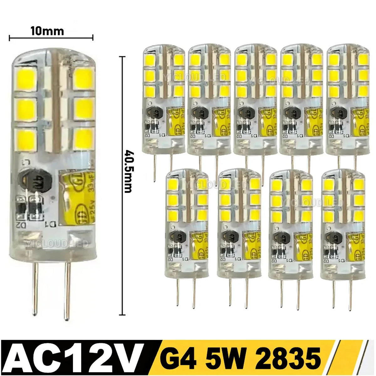 10Pcs G4 LED Bulb 12W 9W 5W 3W 2W AC DC12V SMD 2835 3014 SMD LED Light Mini Silicone Lamp Warm White White 360 Degree Angle