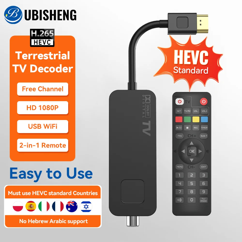 UBISHENG U3mini DVB T2 DVB C Digital TV Decoder HD Free TV Channels 7Days EPG TV Tuner for Spain France Itlay Columbia ect