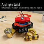 12V 24V Battery Disconnect Switch with Voltage Display Switch & Relays Instant Brass 360 Rotatable for Car Marine Power Protect