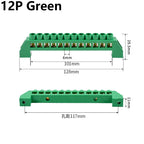 Blue White Green Bridge Design Zero Line 4-12 Pole Screw Brass Copper Grounding Strip Terminal Block Connector Earth And Neutral