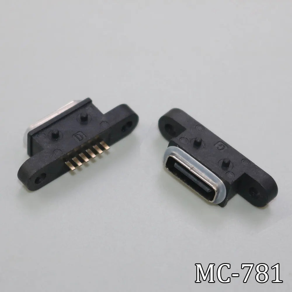 1PC Type-C USB 4 6 16 Pin Female SMD DIP With Screw Hole Waterproof Connector For DIY PCB Design High Current Fast Charging Jack