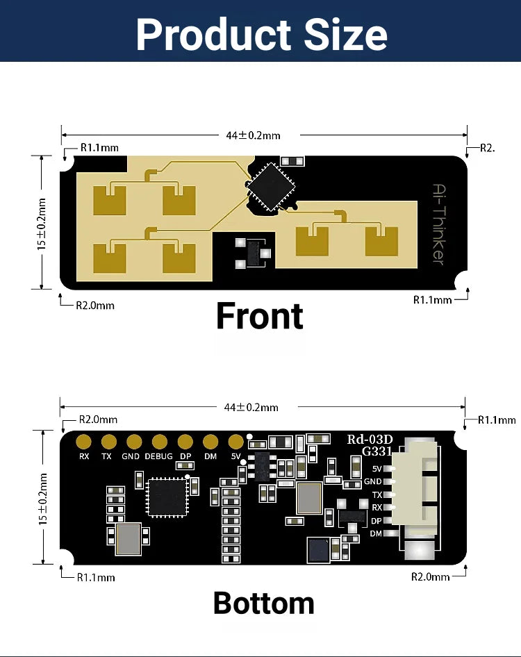 10pcs/1pc Rd-03D Rd-03 24GHZ Multi-target Human Motion Trajectory Localization Tracking Radar Module PCB Antenna