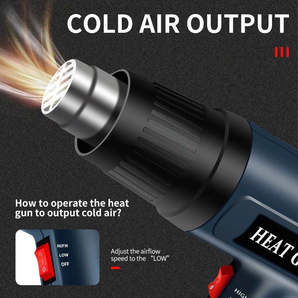 Output Hot/Cool Air Fast Heating Big Power 2000W Industrial/Home Heat Gun for for DIY,Shrinking,Bending,Stripping,Desoldering