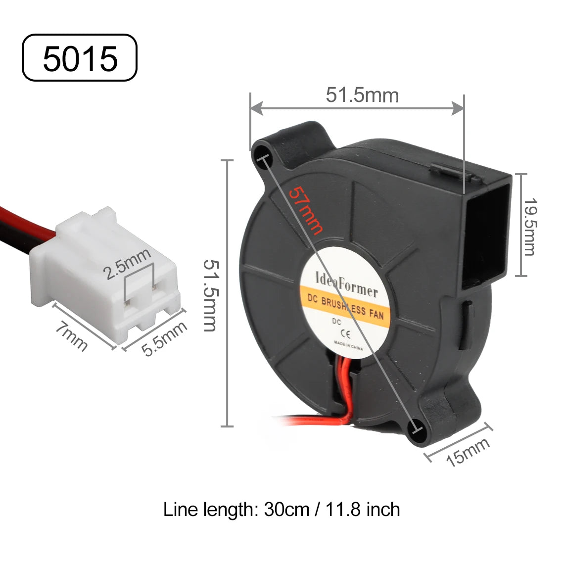 DC Cooling Fan 5V 12V 24V 3010/4010/5015/5010 Dupont Wire Cooler 5015 Turbo Blower Radiator Fans for 3D Printer Cooling