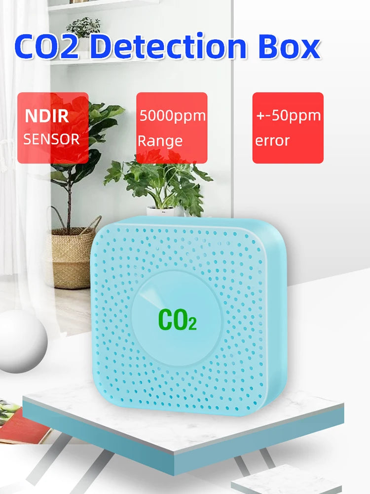 Tuya CO2 Carbon Dioxide Sensor CO2 Detector NDIR High-Precision Measurement Exceeds Standard Alarm Smart Home Linkage Tuya Senso