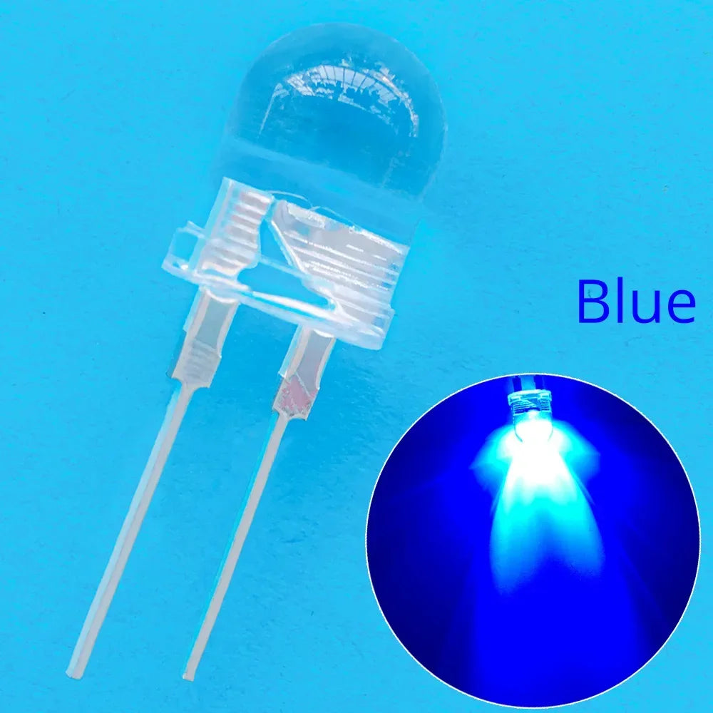 50pcs 10mm White Red Green Blue Yellow Diode Led Round 0.5W Power Light 3.2~3.6V LED Lamp Bead Light-emitting Diodes 30KMCD Bulb