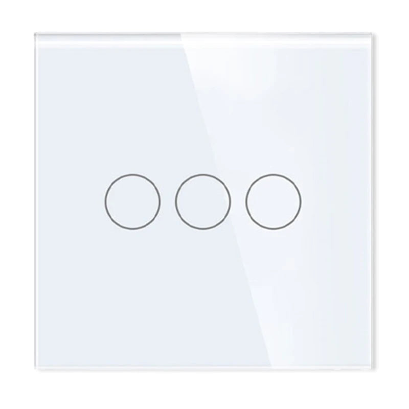 TAWOIA 1/2/3 Gang Touch Switch Double Light Switch Triple Sensor Switch 1Way EU Standard Glass Panel Blue backlight White Series