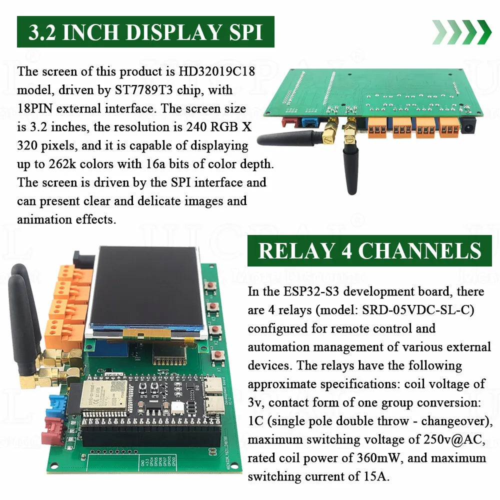 ESP32 S3 Development Board Kit N16R8 BT Wifi Module ATGM336H 4 Relay Wireless LoRa SX1276 GPS Location with 3.2 Inch Display