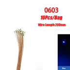 10pcs/Lot 0402 0603 SMD Lamp Wired Micro Led Pre-Soldered Micro Litz Wired Chip 20cm 3V Railway Model Scenes