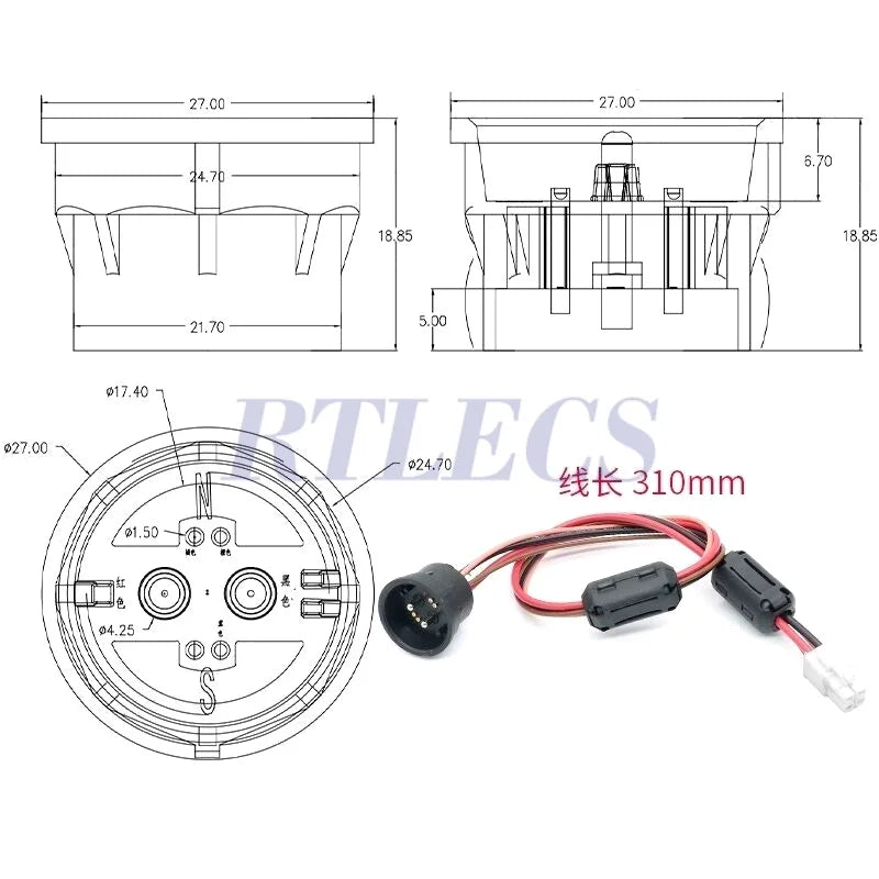 Waterproof Magnetic Circular Connector 18A 24V Male Female 4+2 Pin DC Power Charger Military-grade 12AWG Wire Threaded Gold Plat