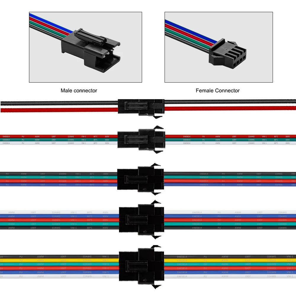 2 3 4 5 6 Pin JST SM LED Connector Cable 3A 5A Male Female Plug Wire Connector For Pixel Light WS2812 Led Strips Driver Battery