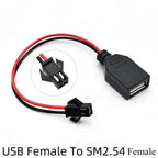 1PCS USB Male and Female Head to SM2.54mm Terminal Cable 2-Pin Power Supply USB Socket Cable 2P Terminal Male and Female