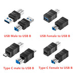 USB 3.0 Printer Adapter USB B Male to USB Female male Type C Printer Adapter Connector Plug Converter for Printer Scanner PC