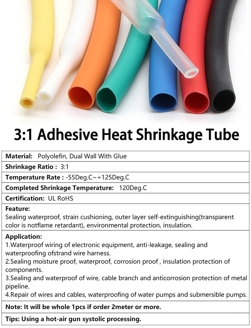 1~20M 3:1 Heat Shrink Tube With Glue Transparent 1.6/2.4/3.2/4.0/4.8/6.4/7.9/9.5/25.4/30/39mm Cable Repair Shrinkable Cover Case