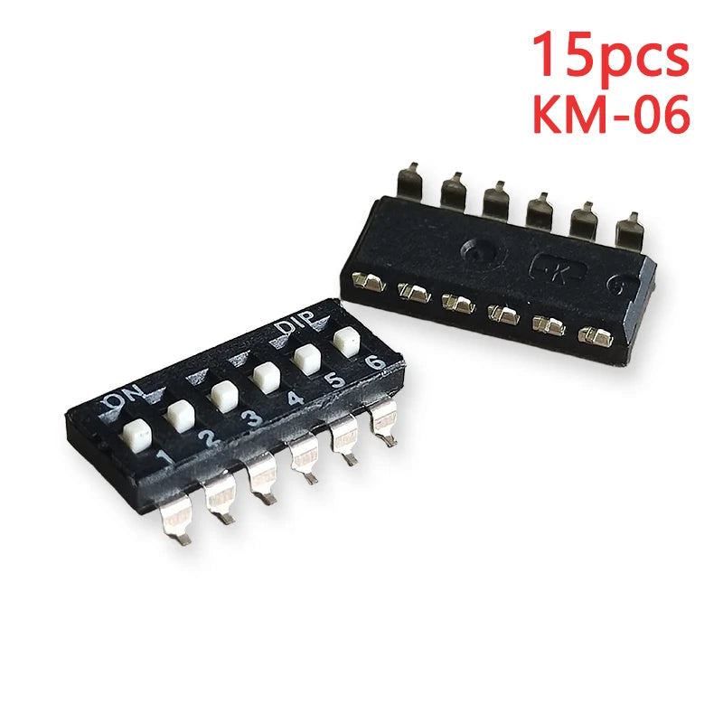 15PCS Black Toggle SMD DIP Switch Module Spacing 2.54MM 24V Patch Type 1 2 3 4 5 6 7 8 10 PIN Quick Dial The Code Switch