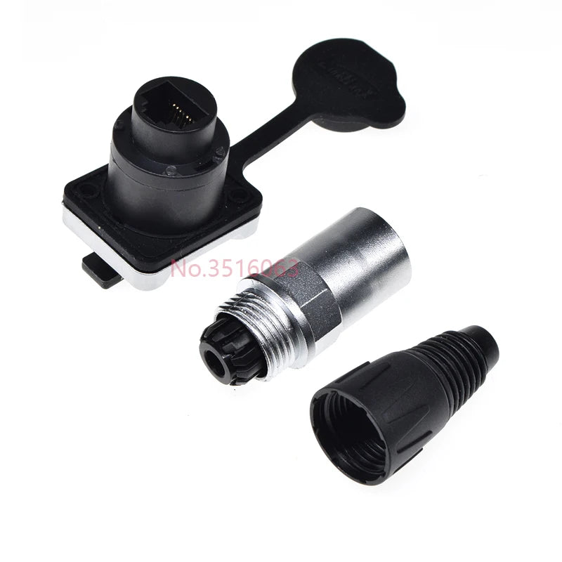 Waterproof IP65 Rj45 Male Plug + Female Socket Connector Panel Mounting Rj45 Network Ethernet Connector Adapter 8pin 8p8c