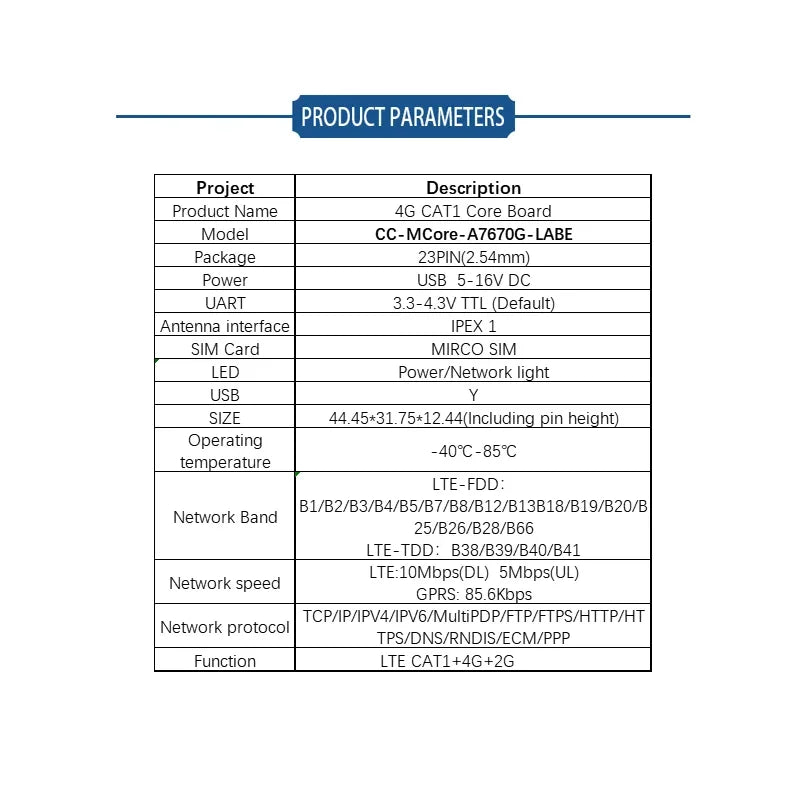 1Pcs SIM7670 SIM7672 A7670 A7672 A7676 SIM7070 SIM7000 Series LTE 4G Core Board CAT1+BT+GNSS(Optional) With kits