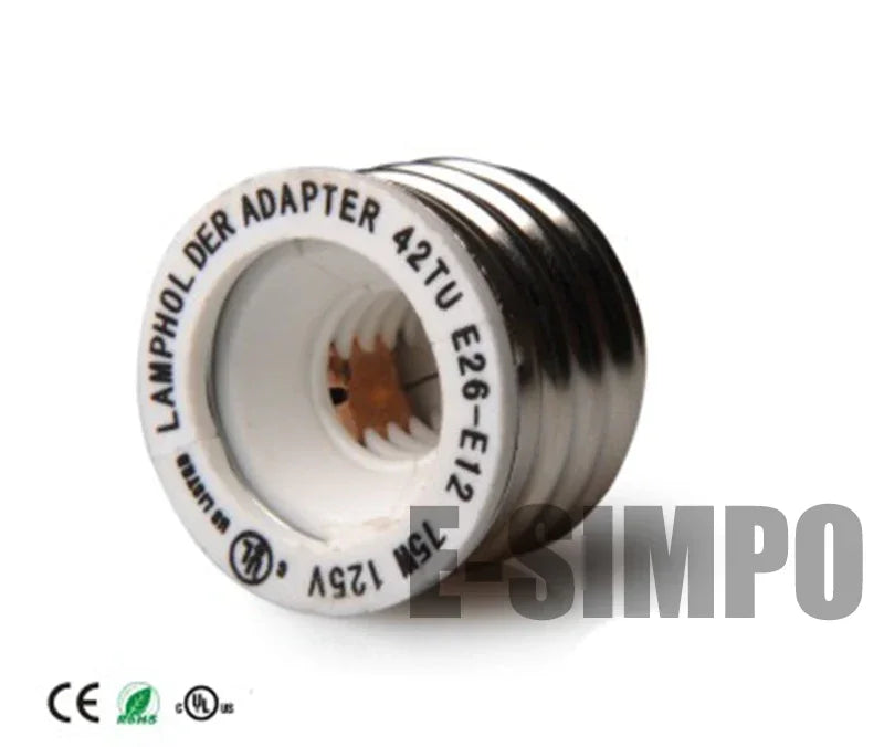 6pcs UL Listed E26 to E12 Adapter, E27 to E12 Light Socket, Medium Screw to US Candelabra Screw Bulb Socket Converter