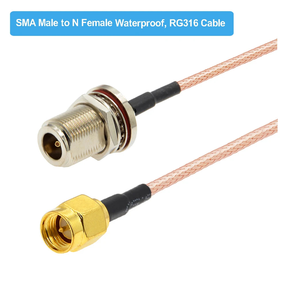 1PCS SMA Male to N Female Bulkhead RG316 Coaxial Pigtail RF Cable Extension Cable Coax Jumper Cable