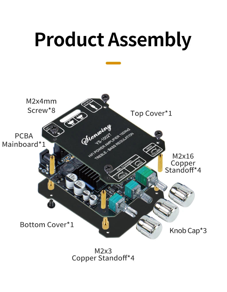 YS-1002T YS-502L Bluetooth 5.0 Audio Amplifier Board 2.0 Channel Stereo Power Amp Module 50W X2 100W X2 AUX Input For DIY Speaker Home Audio