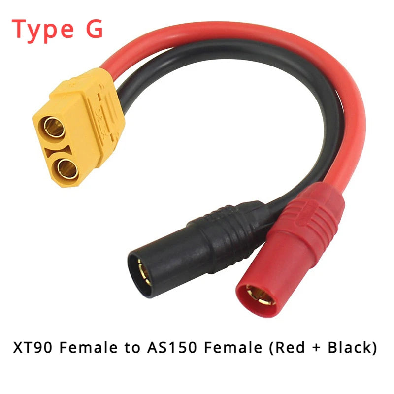 AS150 XT150 Male/Female To XT60 XT90 Plug DC Power Conversion Cable Connector 10AWG Silicone Wire Suitable for RC Batteries