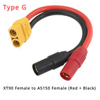 AS150 XT150 Male/Female To XT60 XT90 Plug DC Power Conversion Cable Connector 10AWG Silicone Wire Suitable for RC Batteries