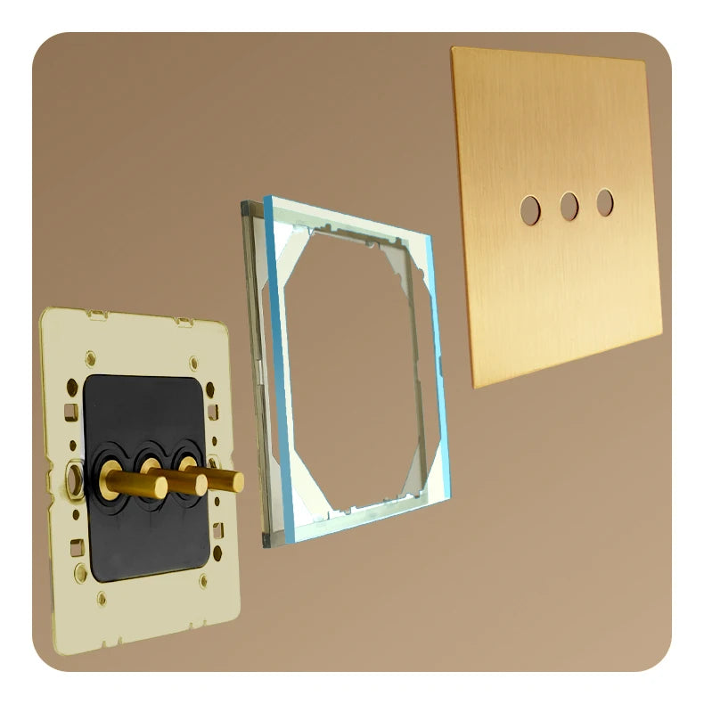 Avoir Metal Panel Toggle Switch 2 Way Gold Copper Lever Wall Power Socket European Plug Usb Type C Charging Port Lighting Dimmer