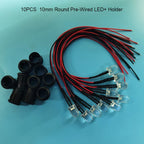 DC12-24V 10mm LED beads Red Green Blue Purple Yellow Pink white UV Round Pre-Wired Water Clear LED With Plastic Holder 10PCS/lot